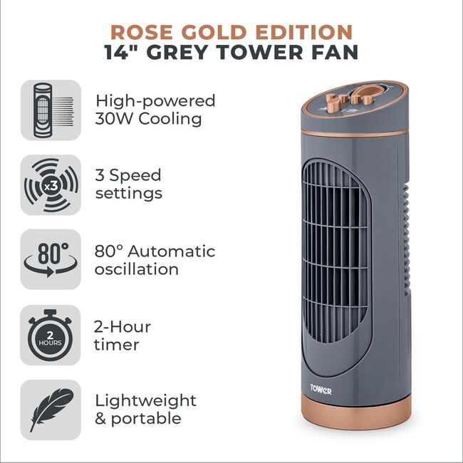 Tower Cavaletto 14" Grey Tower Fan